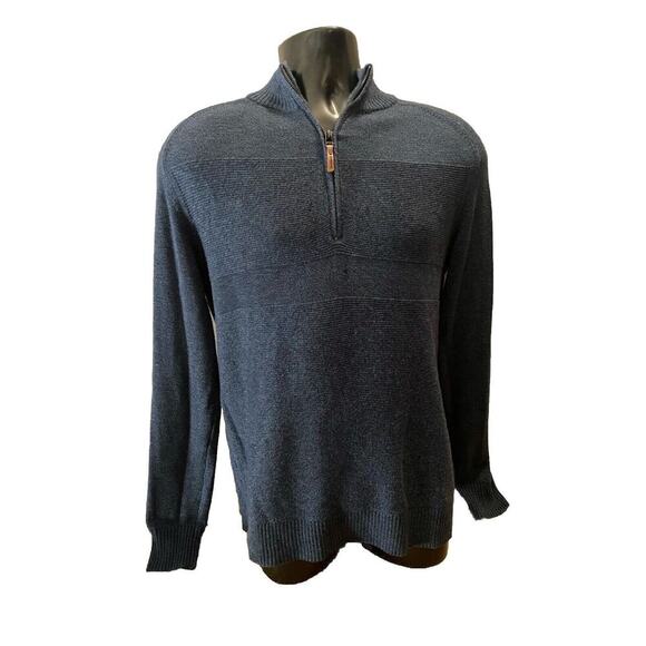 Smartwool Sweater Mens Large Blue Wool Blend Quarter Zip Long Sleeve Outdoor - Picture 1 of 8